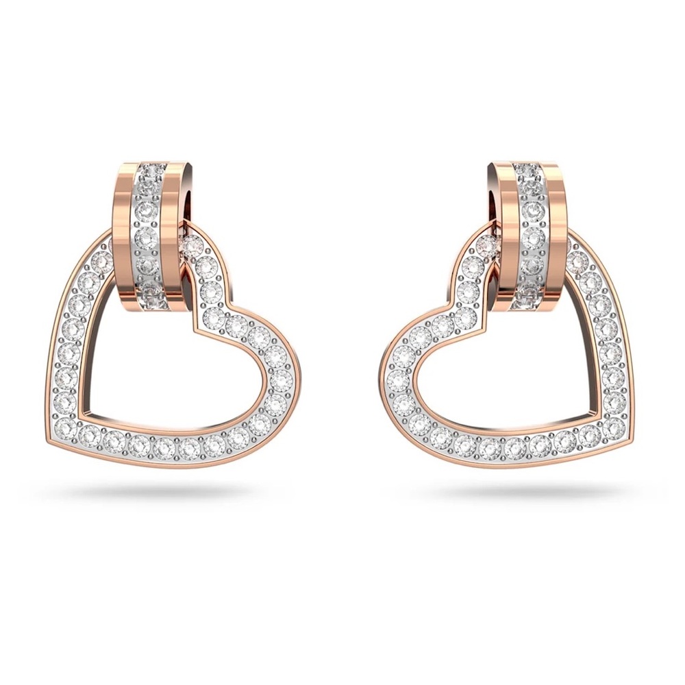 Swarovski Rose Gold Diamond Heart Earrings